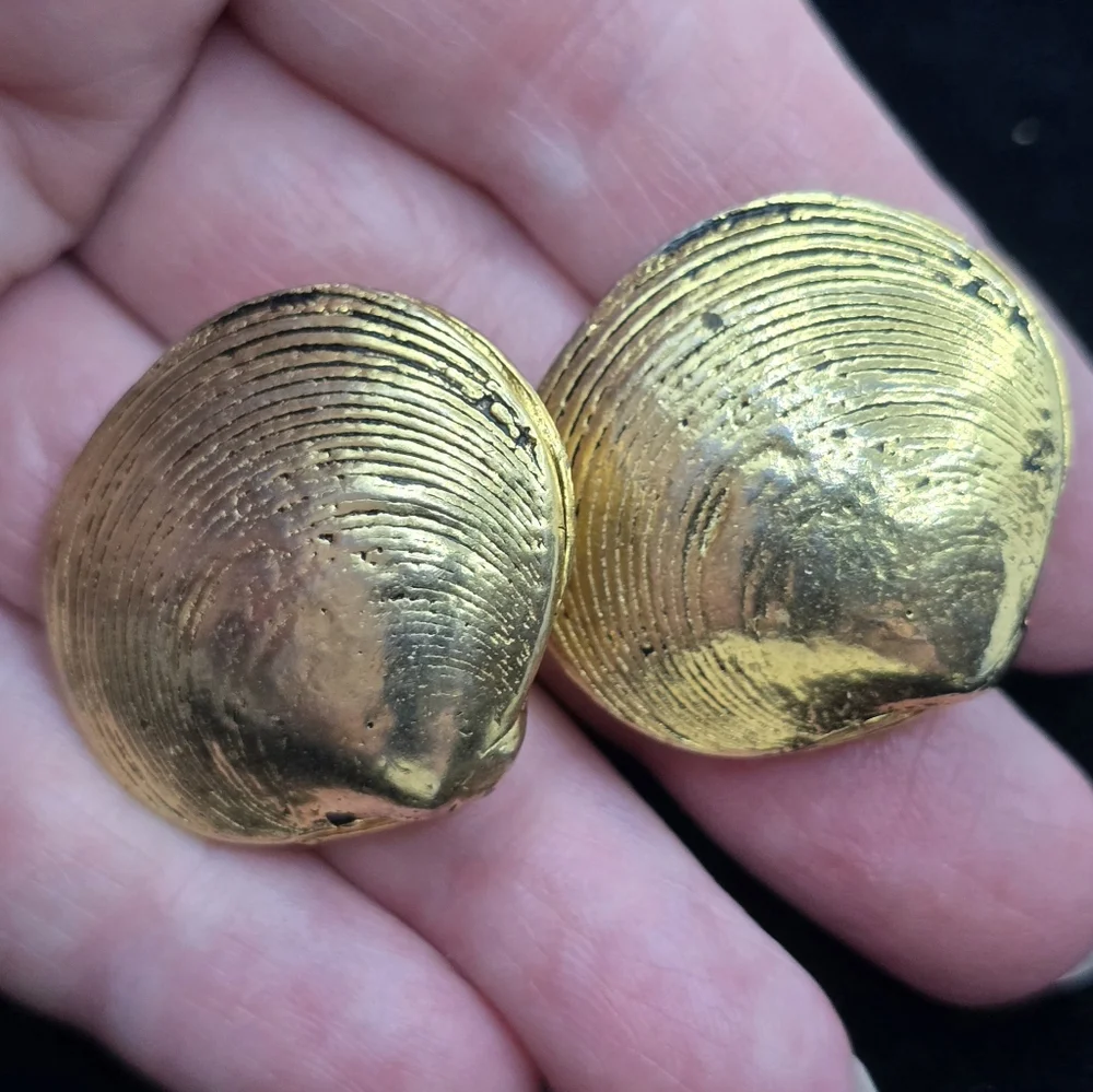 Sterling Charles Walker Original Clam Shell Cufflinks Vermeil Heavy